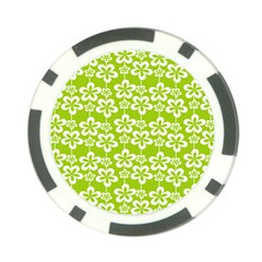 Lime Green Flowers Pattern Poker Chip Card Guard by GardenOfOphir