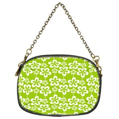 Lime Green Flowers Pattern Chain Purse (one Side)