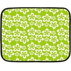 Lime Green Flowers Pattern Fleece Blanket (mini) by GardenOfOphir