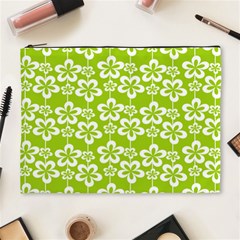 Lime Green Flowers Pattern Cosmetic Bag (xl) by GardenOfOphir