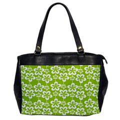 Lime Green Flowers Pattern Oversize Office Handbag by GardenOfOphir