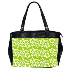 Lime Green Flowers Pattern Oversize Office Handbag (2 Sides) by GardenOfOphir