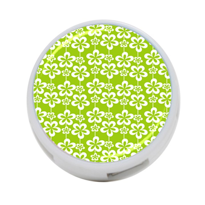 Lime Green Flowers Pattern 4-Port USB Hub (Two Sides)