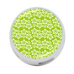 Lime Green Flowers Pattern 4-Port USB Hub (Two Sides) Back