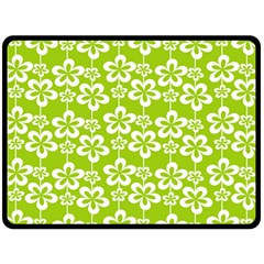 Lime Green Flowers Pattern One Side Fleece Blanket (large) by GardenOfOphir