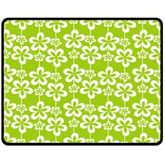 Lime Green Flowers Pattern One Side Fleece Blanket (medium) by GardenOfOphir