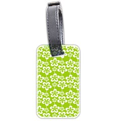 Lime Green Flowers Pattern Luggage Tag (two Sides) by GardenOfOphir