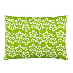 Lime Green Flowers Pattern Pillow Case (two Sides) by GardenOfOphir