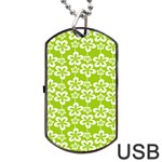 Lime Green Flowers Pattern Dog Tag USB Flash (Two Sides) Front