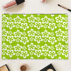 Lime Green Flowers Pattern Cosmetic Bag (xxl) by GardenOfOphir