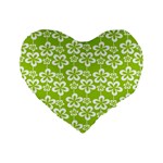 Lime Green Flowers Pattern Standard 16  Premium Heart Shape Cushions Front