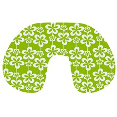 Lime Green Flowers Pattern Travel Neck Pillow by GardenOfOphir