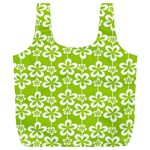 Lime Green Flowers Pattern Full Print Recycle Bag (XL) Front