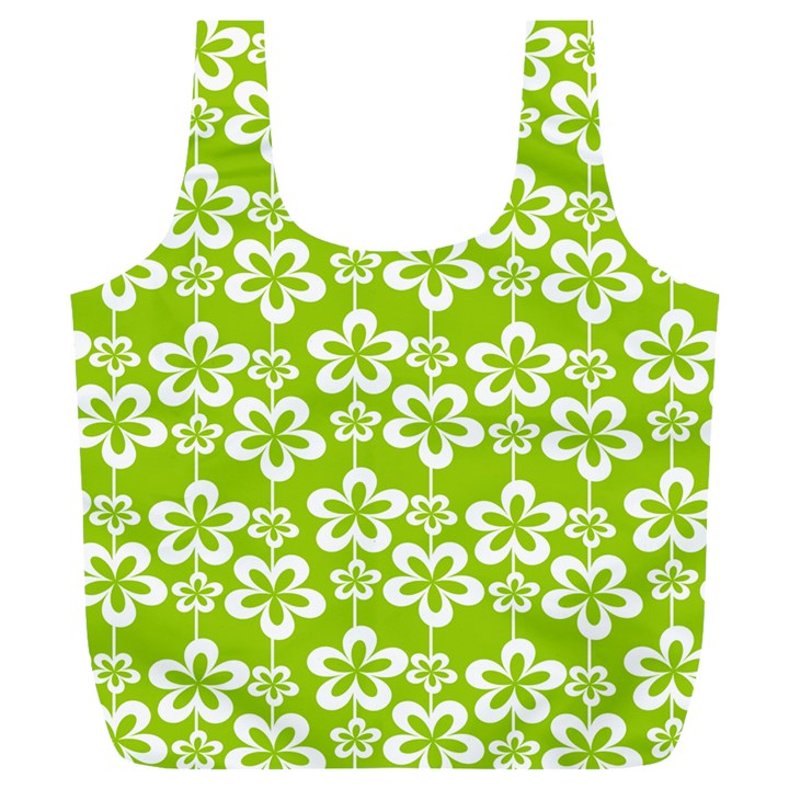 Lime Green Flowers Pattern Full Print Recycle Bag (XL)