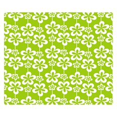 Lime Green Flowers Pattern Premium Plush Fleece Blanket (small) by GardenOfOphir