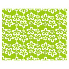 Lime Green Flowers Pattern Premium Plush Fleece Blanket (medium) by GardenOfOphir