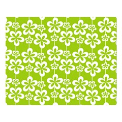 Lime Green Flowers Pattern Premium Plush Fleece Blanket (large) by GardenOfOphir