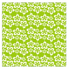 Lime Green Flowers Pattern Square Satin Scarf (36  X 36 ) by GardenOfOphir