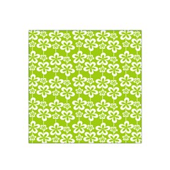 Lime Green Flowers Pattern Satin Bandana Scarf 22  X 22  by GardenOfOphir