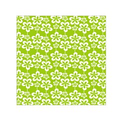 Lime Green Flowers Pattern Square Satin Scarf (30  X 30 ) by GardenOfOphir