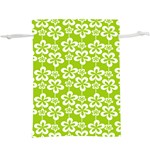 Lime Green Flowers Pattern Lightweight Drawstring Pouch (XL) Front