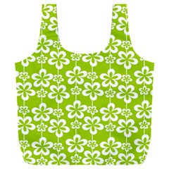 Lime Green Flowers Pattern Full Print Recycle Bag (xxxl) by GardenOfOphir