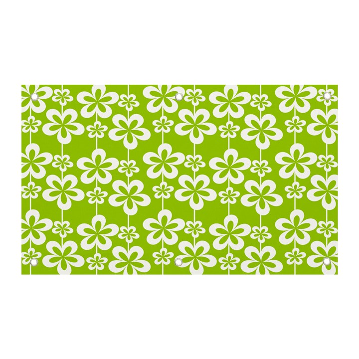 Lime Green Flowers Pattern Banner and Sign 5  x 3 