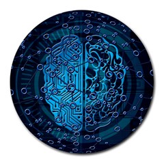 Artificial Intelligence Network Blue Art Round Mousepad