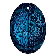 Artificial Intelligence Network Blue Art Ornament (Oval)