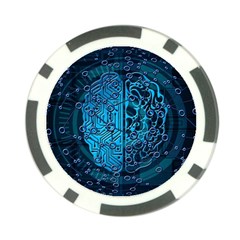 Artificial Intelligence Network Blue Art Poker Chip Card Guard