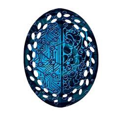 Artificial Intelligence Network Blue Art Ornament (oval Filigree)