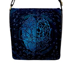 Artificial Intelligence Network Blue Art Flap Closure Messenger Bag (L)