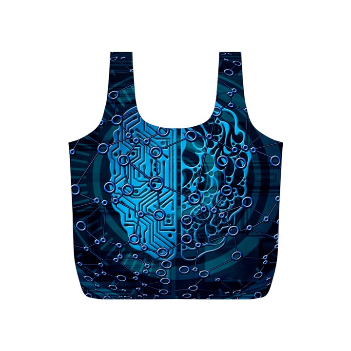 Artificial Intelligence Network Blue Art Full Print Recycle Bag (S)