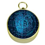 Artificial Intelligence Network Blue Art Gold Compasses Front