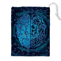 Artificial Intelligence Network Blue Art Drawstring Pouch (4XL)