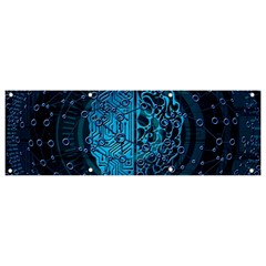 Artificial Intelligence Network Blue Art Banner and Sign 9  x 3 