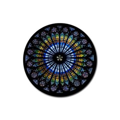 Mandala Floral Rose Window Strasbourg Cathedral France Rubber Coaster (round) by Semog4