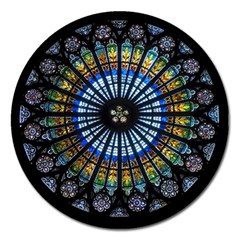 Mandala Floral Rose Window Strasbourg Cathedral France Magnet 5  (round) by Semog4