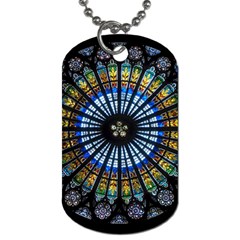 Mandala Floral Rose Window Strasbourg Cathedral France Dog Tag (two Sides) by Semog4