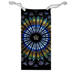 Mandala Floral Rose Window Strasbourg Cathedral France Jewelry Bag by Semog4