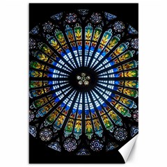 Mandala Floral Rose Window Strasbourg Cathedral France Canvas 12  X 18  by Semog4