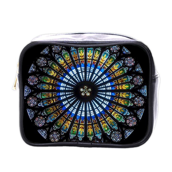 Mandala Floral Rose Window Strasbourg Cathedral France Mini Toiletries Bag (One Side)