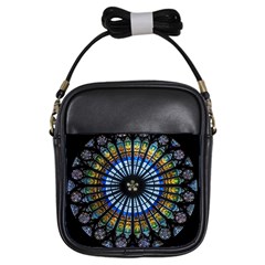 Mandala Floral Rose Window Strasbourg Cathedral France Girls Sling Bag by Semog4