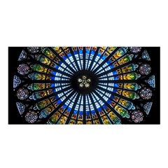 Mandala Floral Rose Window Strasbourg Cathedral France Satin Shawl 45  X 80  by Semog4