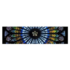 Mandala Floral Rose Window Strasbourg Cathedral France Oblong Satin Scarf (16  X 60 ) by Semog4