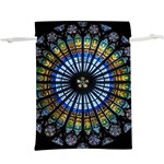 Mandala Floral Rose Window Strasbourg Cathedral France Lightweight Drawstring Pouch (XL) Back