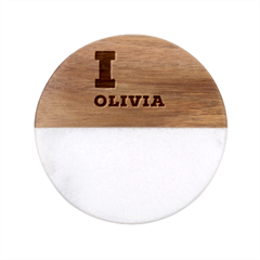 I Love Olivia Classic Marble Wood Coaster (round)  by ilovewhateva