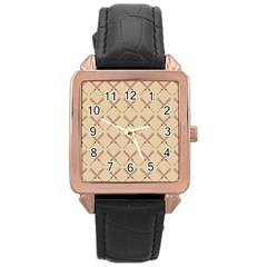 Pattern 188 Rose Gold Leather Watch  by GardenOfOphir