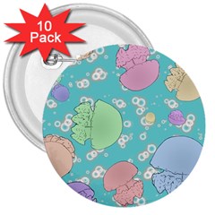 Jellyfish Animal Translucent 3  Buttons (10 Pack)  by Semog4