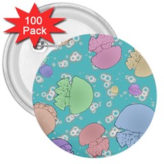 Jellyfish Animal Translucent 3  Buttons (100 Pack)  by Semog4